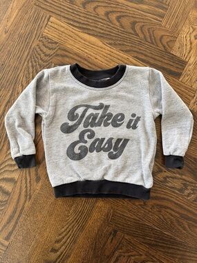 Tiny Whales Take It Easy Kids Gray and Black Sweatshirt Size 18-24 Months